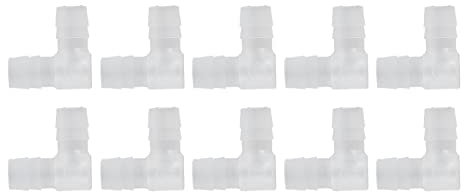 Uadme Elbow Hose, 10Pcs 90 Degree Plastic L-Type Barbed Connector, Bend Hose Elbow Plastic Barbed Flexi Pipe Fitting, Equal Barbed Joint Splicer Mender Adapter Union Adapter