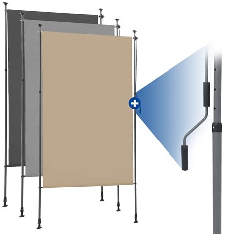 HOMEDEMO Store Vertical Balcon, 150x270cm(LxH) Kaki, Store Enrouleur d'Extérieur, Résisdant aux UV et aux Intempéries, Anti-Décoloration et Anti-Corrosion, Protection de la Vie Privée
