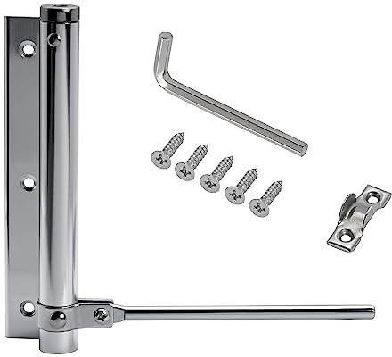 Stahlia Automatischer Türschließer Glanz (5 Stück) Türdämpfer 55 KG Schließkraft Zimmertür Haustür Gartentor Scharnier Stangentürschließer