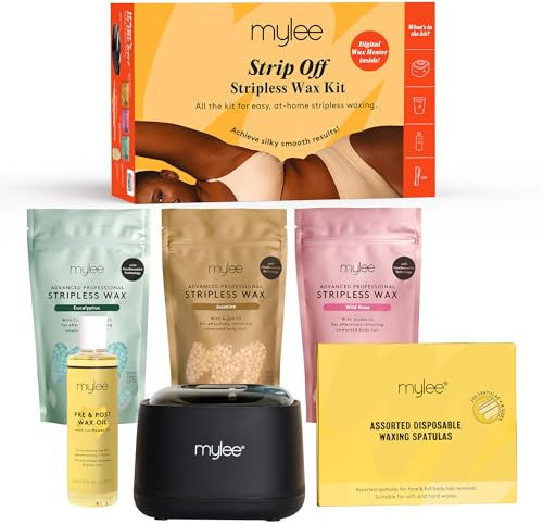 Mylee Strip Off Wax Kit - Professionelles Haarentfernungs-Set mit digitalem Wachswärmer und Wachsperlen für Gesicht, Körper, Bikini und mehr - Waxing-Essentials für Ergebnisse in Salon-Qualität