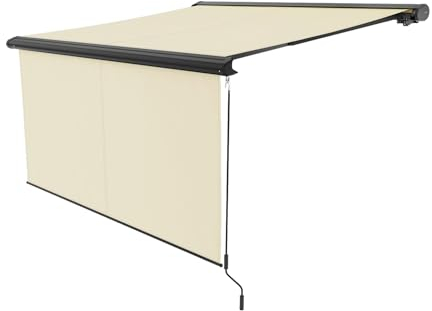empasa Elektrische Vollkassettenmarkise 'Premium' Kassettenmarkise Gelenkarmmarkise Markise Sonnenschutz mit manuell ausfahrbarem Volant, komplett vormontiert, viele Farben und Größen wählbar