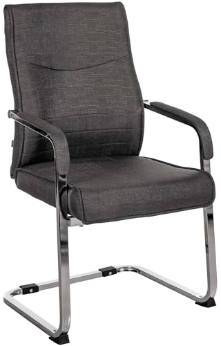 CLP Freischwinger Besucherstuhl Hobart I Stoff- oder Kunstlederbezug, Chromgestell und Gepolsterte Armlehnen I Ergonomischer Schwingstuhl, Farbe:schwarz, Material:Stoff