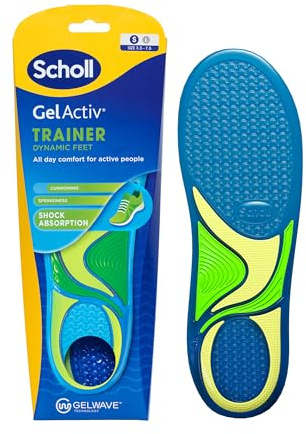 Scholl GelActiv Trainer Insoles for Women, All Day Comfort Running Shoe Insoles, Super Shock Absorption and Springiness with GelWave Technology, UK Size 3.5-7.5