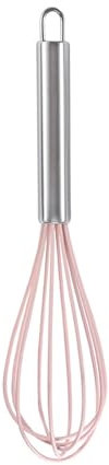 WYLZLKX Batidor manual de silicona para huevos, duradero, herramientas de repostería, para hornear y cocinar, color rosa, 10 pulgadas