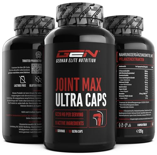 Joint Max Ultra Caps - 180 Kapseln - Hochdosiertes Gelenk Supplement mit Glucosamin, MSM, Chondroitin, Cissus Quadrangularis, Weihrauch Extrakt, Hyaluronsäure, Ingwer, Bromelain