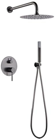 GALYON IMEX - Robinetterie encastrée pour douche - GPM039/, pommeau S.304 Ø 25 cm, cartouche mitigeur céramique Ø35 mm, 2 voies (Black Gun Metal)