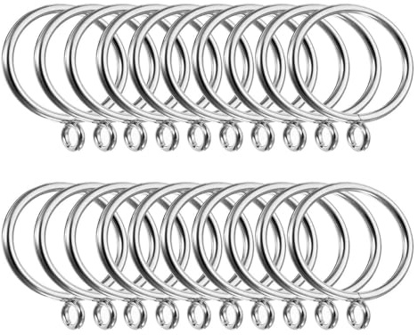 Silver Metal Curtain Rings for Poles 38mm 50 Pack