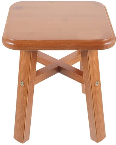 CONGARTENO Piccolo Sgabello in Legno Marrone per Uso Domestico, Leggero Superficie Liscia, per Soggiorno e Decorazione Contemporanea