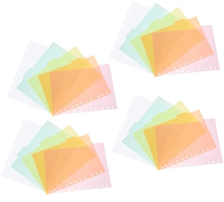TOYZFRIENDY Separadores de Índice Semitransparentes de Plástico B5 11 Orificios 4 Juegos de 5 Hojas con Pestañas para Carpetas Cuadernos y Agendas Organizador para Oficina y Estudio