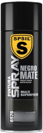 SPSIL Pintura Spray Mate Negro Mate(pack of 1) 400ml, Secado Rápido Profesional, Aplicación Fácil en Metal Madera Plástico, Interior Exterior Ideal DIY Decoración Muebles Automóviles