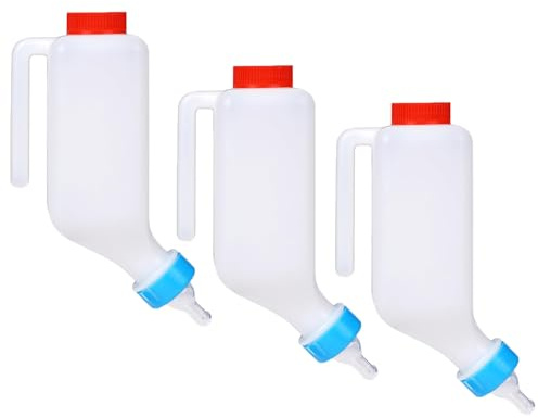 MEISO 3 Pièces Biberon d'agneau & Chèvre 1L, Bouteille d'alimentation d'agneau, Système de Boisson Suspendue, Seau à Lait en Bouteille pour Allaitement d'Agneaux & Bébé Chèvre (1000 ML)