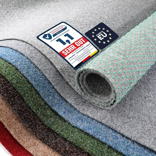 Primaflor Rasenteppich GREEN Grau 133 x 150 cm | Meterware | 8 mm | UV-stabilisiert | wasserdurchlässig | Balkonteppich mit Noppen | schnelltrocknender Outdoor Bodenbelag für Balkon und Terrasse