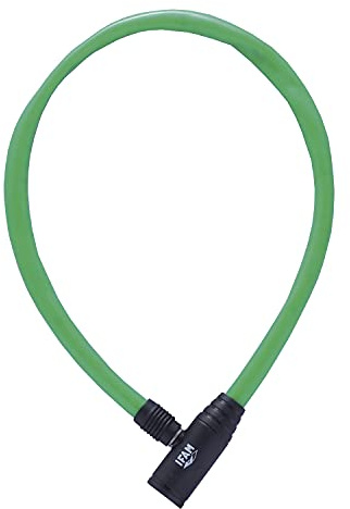 IFAM | Cykelstöldskyddskabel | Juniormodell| Barncyklar| Färg Grön| 60 cm Längd | Lås med nyckel eller kombination