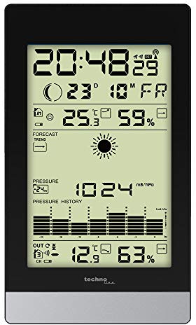 techno line Wetterstation WS9050, hochkant, Innen- u. Außentemperatur, Innen-u. Außenluftfeuchte, Wohlfühlindikator, Frostalarm, bis zu 3 Außensensoren TX205D-TH erweiterbar