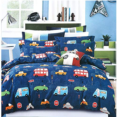 AShanlan Bettwäsche Kinder 135x200 Jungen Kinderbettwäsche Set Blau Cars Autos Bettbezug 135 x 200 mit Kopfkissenbezug 40x80 cm Mikrofaser Teenager Jungs Bettwäsche-Sets