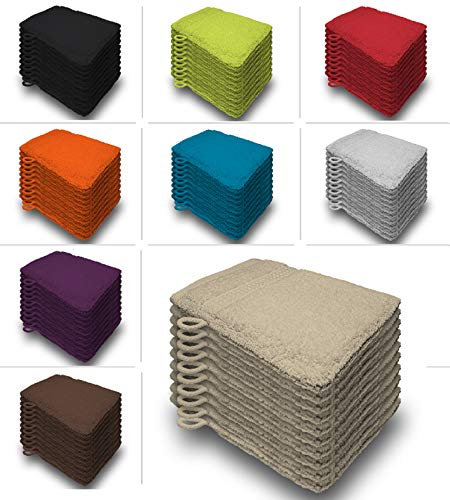 one-home 10er Set Waschhandschuhe Waschhandschuh Waschlappen 16x21 cm Frottee Baumwolle, Farbe:Beige