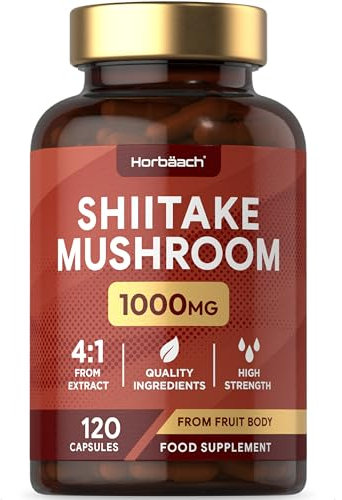 Shiitake Mushroom Extract 1000mg | 120 Capsules | Mushroom Powder | Supplement for Men & Women | No Artificial Preservatives | by Horbaach