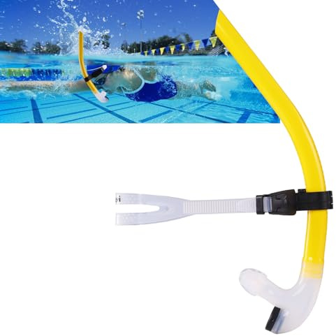 Frontale Boccaglio da per il Nuoto, Attrezzatura per Nuotatori Adulto l'allenamento con lo Snorkeling in Piscina, Snorkel con Montaggio Centrale, Valvola di Spurgo