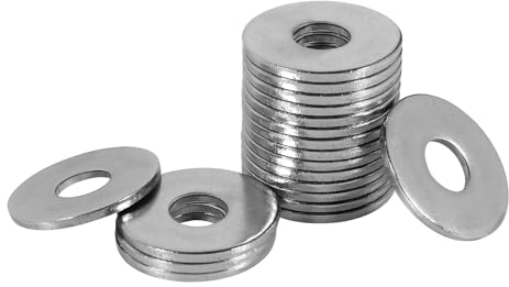 FOMGIIN Rondelles Metal M6, Rondelle Inox M6 x 18mm,Rondelles Plates 50 Pièces, Rondelle en 304 Acier Inoxydable DIN9021 / ISO7093, Penny Rondelles pour Vis et écrous