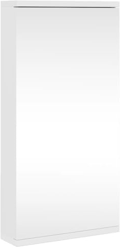 vidaXL Eck Spiegelschrank, Badschrank mit Spiegel, Hängeschrank Badezimmerschrank mit 2 Ablagen, Wandschrank Badmöbel Badspiegel, Weiß