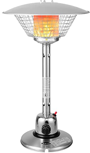 GOPLUS Terrassenheizer, Gasheizstrahler aus Aluminium, Wärmestrahler mit 4kw Heizleistung, Regler & Gasschlauch, Kippschutz & Flammschutz, Heizpilz Heizstrahler Outdoor für Terrasse, Garten & Balkon