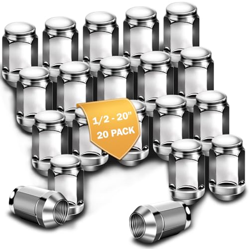 1/2-20 Lug Nuts Replacement for Wrangler 1987-2017 Liberty 2002-2012 Grand Cherokee 1993-2010 Chrome 19mm Hex 1.38 Tall 1/2-20 Closed End Wheel Lug Nuts 20pcs