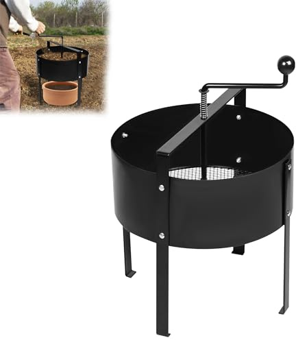 CEEDIR Colador manual para jardín, diámetro de 40 cm, colador de compostaje de metal, colador de tierra, con husillo giratorio, para piedras compost, arena