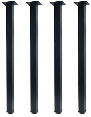 QLLY Metall Möbelfüße Höhenverstellbar, 4er Set, Vierkant Profil 50 x 50 mm, Höhe 75cm, DIY Büro Schwarze Tischbeine (75cm, Schwarz)