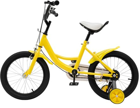 Tagtuell 16 Inch Children's Bicycle with Training Wheel, Kids Bike for Boys and Girls 4-8 Years, Height Adjustable & Removable Stabilisers
