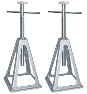 BERGER Stützbocksatz 2er Set | Caravan-Unterstellbock für Wohnwagen Reisemobile Auto | Traglast 1000 kg pro Wohnmobil-Stützbock| Wohnwagenstützen höhenverstellbar von 28-43 cm | Aluminium, Silber