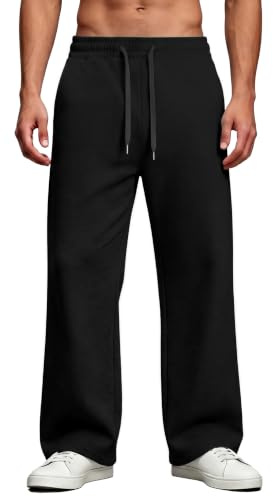 FEDTOSING Mens Baggy Bootcut Joggers Open Hem Wide Leg Flared Elastic Waist Sweatpants Cotton Casual Workout Track Pants