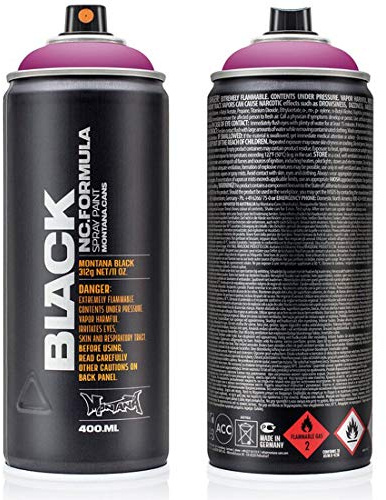 Montana Black Spray Paint, Matt Finish, 400ml Can, Colour: BLK3155 - Purple Rain