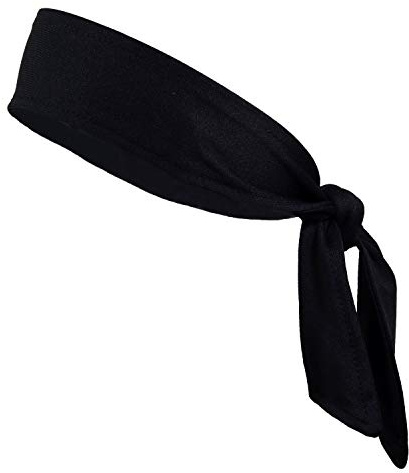 Kenz Laurenz Headbands Tie on Headband for Women Men Head Tie Running Athletic Hair Band Elastic Sports, Basketball, Stetchy Yoga Workout Sweatbands Adjustable Non-Slip Moisture Wicking (Black)