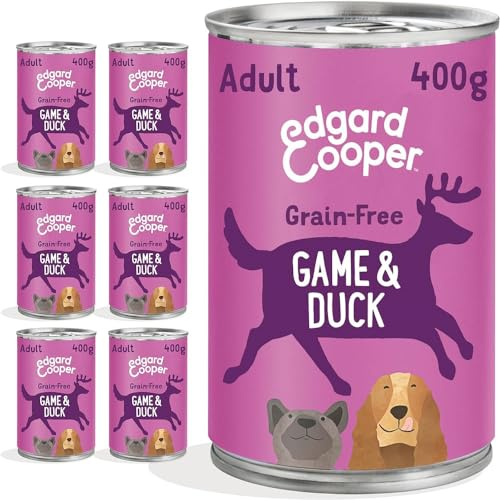 Edgard & Cooper Aliments humides naturels pour chiens adultes, sans céréales, en sauce, (gibier et canard, 6 x 400 g), aliments naturels pour chiens avec viande fraîche, riches en protéines