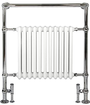 Myhomeware Traditional Heated Towel Rail Radiator - Classic Victorian Design (750mm x 950mm) (Traditional Radiator with Manual Angled Valves)
