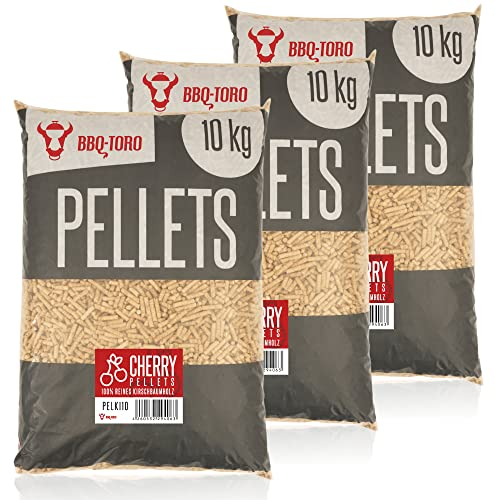 BBQ-Toro Pellets de cerisier 100 % bois de cerisier (30 kg) | Granulés de cerise pour barbecue, fumoir, four à pizza à granulés et systèmes de chauffage | Granulés de barbecue