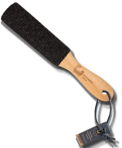 Natural Pumice Foot File Hard Skin Remover for Women and Men - Curved Style Black Colour Callus & Dead Skin Remover for Feet with Wood Handle