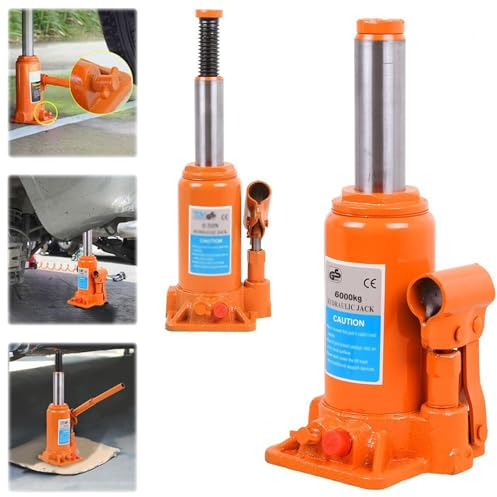 4 Ton, 6 Ton, 20 Ton Heavy Duty Hydraulic Bottle Jacks Lifting Ram for Car, Van, Truck, Caravan (6 Ton)