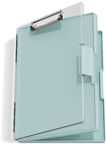 Hnogri Clipboard with Storage, Green 8.5 x 11 Clip Board, Dual Compartmen | Folder Nursing Side Opening, Heavy Duty Organization Box, Smooth Writing for Teachers, Classroom, Size 13.3 x 9.4 x 1.5 in