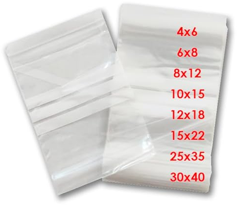 Bolsas Plástico Transparente Con Cierre Zip. Bolsas Herméticas Grandes Para Ropa, Ropa Bebe, Avión, Accesorios, Congelar Alimentos, Guardar Juguetes. Bolsa Reutilizable con Autocierre (6, 25x35 cm)
