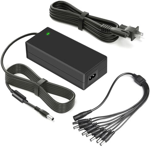 Security Camera Power Supply MAREISA 12V 5A Adapter, 8-Way Splitter Cable