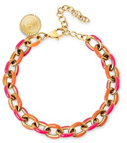 SINGULARU Pulsera Mujer Link Tropical Acero Baño Oro