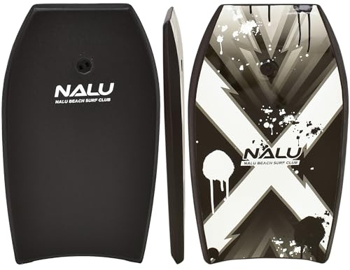 Nalu Bodyboard Cross Bodyboard en EPS avec laisse et bouchon Noir 104,1 cm