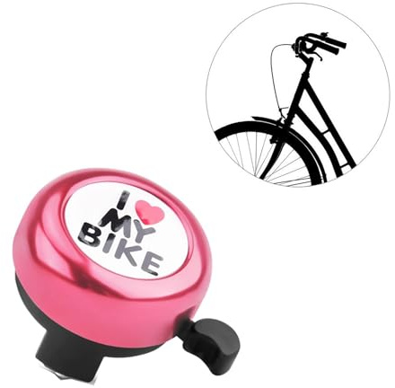 Shirene Sonnette Velo Enfants,“I Love My Bike”Cloche Vélo Classique Mini Mignons Sonnette Bicyclette pour Garçons Filles,Accessoire de Vélo Le Son Est Clair Et Fort pour la Plupart des vélos Rose