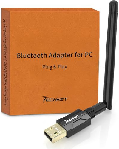 USB Bluetooth 5.4 Adapter for Desktop PC: Long Range 500FT Wireless Dongle with 5dBi Antenna Plug & Play for Laptop Windows 11/10/8.1, Pair BT Headphones/Headset/Speaker/Mouse/Keyboard/Printer