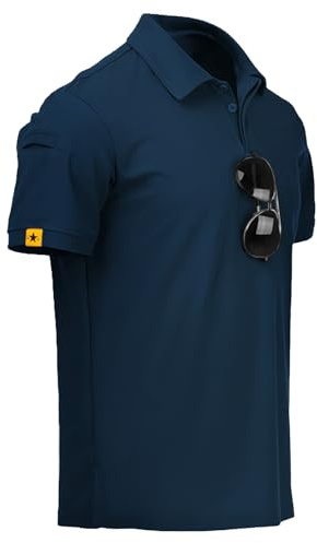 ZITY Mens Polo Shirt Short Sleeve Sports Tactical T-Shirt Athletic Golf Polos Daily Casual Stylish Collared Shirts for Men Navy Blue XX-Large