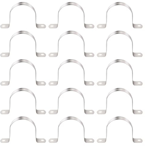 YYIGVMO 15 Pezzi Ø 50mm U-Fascette Stringitubo, Clip per Condotto con 2 Fori, Cinghia Rigida per Tubi in Acciaio Inox 304, per Tubi e Cavi