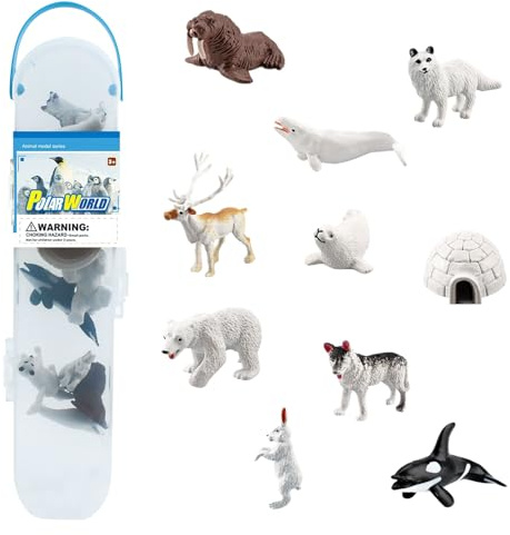 Embhlitfe Animal Toys,10-Piece Arctic Animals Toy Set,Realistic Artic Animals Figurines with Igloo for Kids Educational Play and Small World Diorama