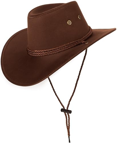 SCIPPIS Westernhut Billy – Cowboyhut für Karneval & Fasching – Einheitsgröße 57,5 cm – mit verstellbarem Kinnriemen – Partyhut für Mottoparty & Junggesellenabschied (Braun)