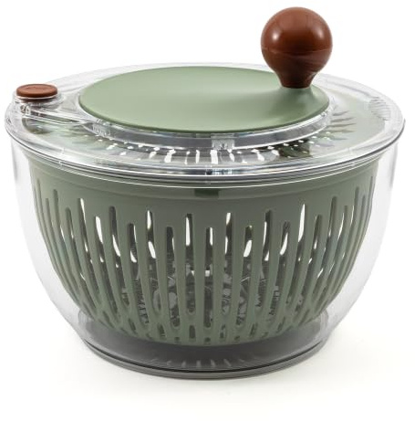 Hanseküche Centrifugador de ensalada de plástico – Centrifugador, servir y almacenar, sin BPA, capacidad de 4,5 litros con accionamiento suave (24,5 x 21 cm)